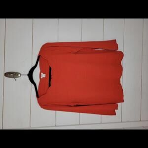 J Crew Large orange scalloped neck long sleeve tee shirt